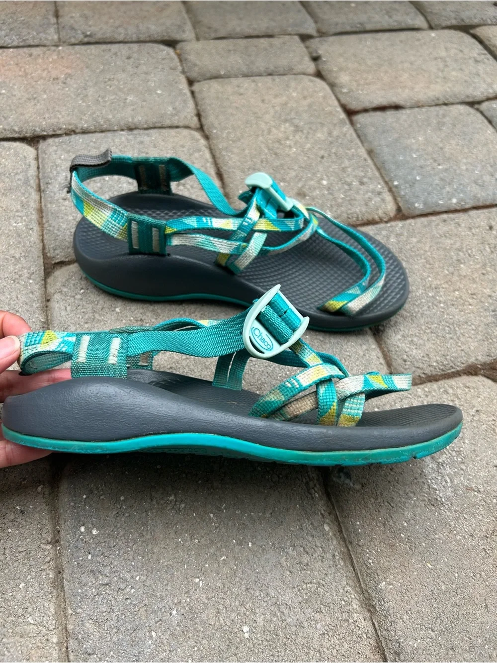 Chaco Kids ZX/1 EcoTread Sandals in a teal - Size: 4 youth